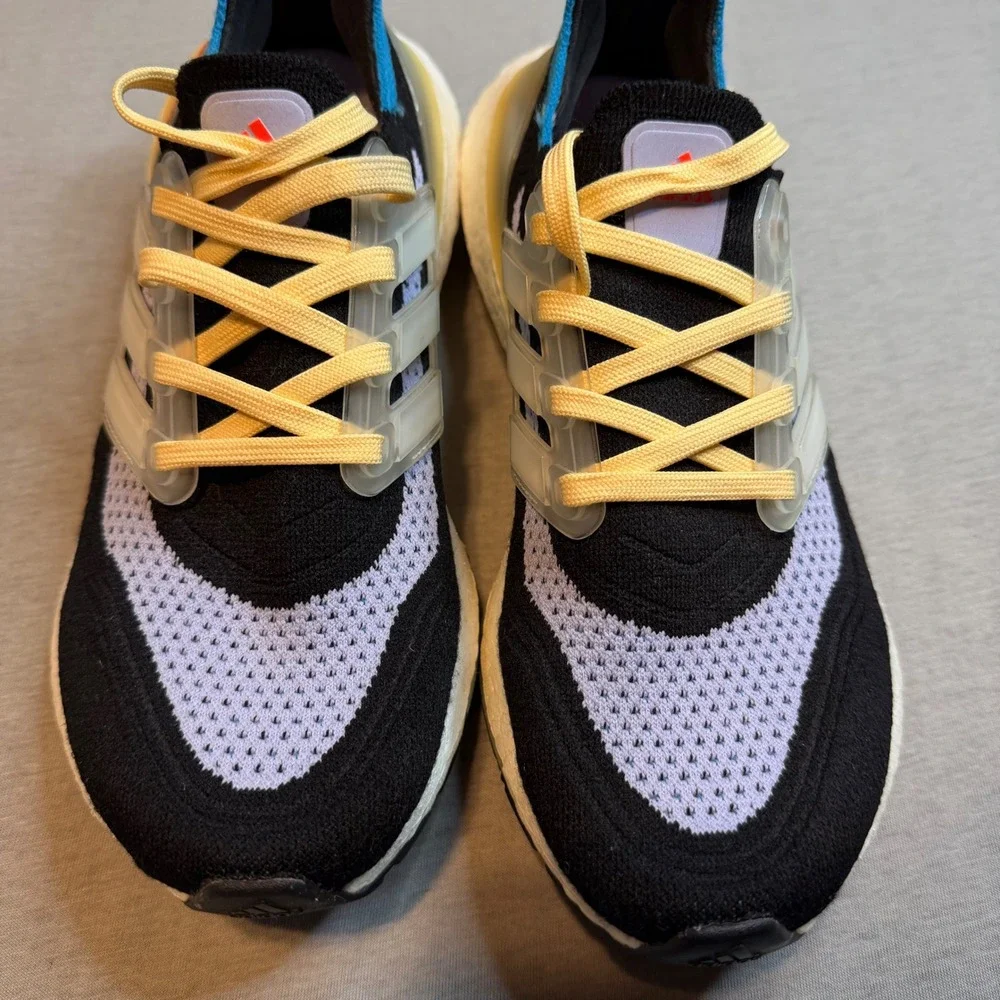 Adidas Ultraboost‎ 21 Core Black Halo Blue Yellow S23836 Womens Size 6 Sneaker